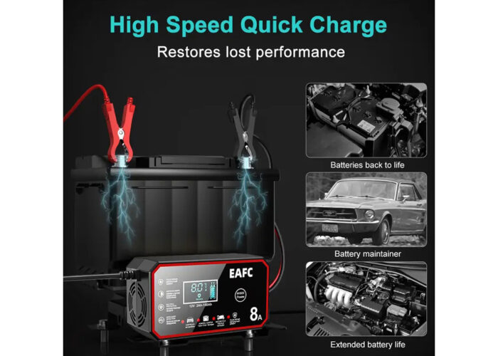 აკუმულატორის დამტენი: EAFC Car Battery Charger 12V 8A Fast Charge - Image 7